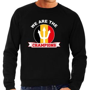 Zwarte Belgie fan sweater voor heren - we are the champions - Belgische supporter / EK/ WK trui / outfit