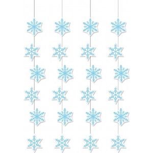4x stuks sneeuwvlokken decoratie slinger 108 cm - Feestslinger van brandvertragend papier - Winter thema feestversiering