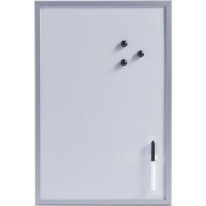 Magnetisch whiteboard/memobord met grijze rand 40 x 60 cm - Zeller - Kantoorbenodigdheden - Schrijf/tekenborden - Memoborden - Magnetische whiteboarden