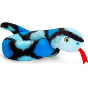 Pluche Knuffel Dieren Kleine Opgerolde Slang Blauw 65 cm - Knuffelbeesten Reptietel Speelgoed
