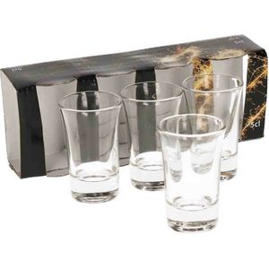 Shotglaasjes - 4x stuks - glas - 50 ml