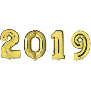 Grote 2019 folie ballonnen - goud - 100 cm - oud en nieuw versiering / nieuwjaar