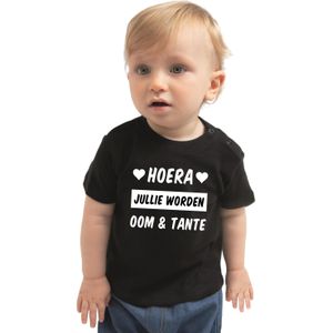 Hoera jullie worden oom en tante cadeau t-shirt zwart voor baby / kinderen - jongen / meisje