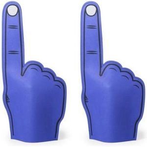 2x stuks foam hand finger blauw 50 cm - Fun fan en feest supporter artikelen