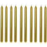 10x Gouden dinerkaarsen/lange kaarsen 25 cm - Gouden tafelkaarsen