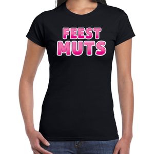 Bellatio Decorations verkleed t-shirt voor dames - Feest muts - zwart/roze - carnaval