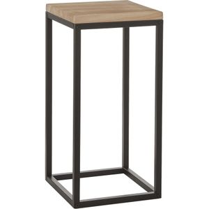 Bijzettafel Oskar vierkant hout/metaal zwart 30 x 62 cm - Home Deco meubels en tafels
