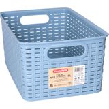 Plasticforte Opbergmand - 3x - Kastmand - rotan kunststof - ijsblauw - 6 Liter - 19 x 29 x 13 cm