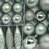 Christmas Decoration kerstballen/ornamenten 31x- kunststof -mint groen