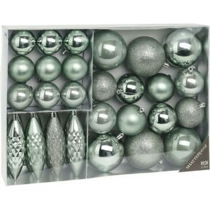 Christmas Decoration kerstballen/ornamenten 31x- kunststof -mint groen