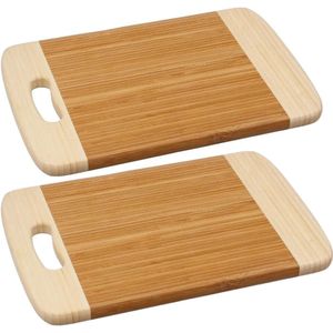 2x Stuks snijplank met handvat 30 x 20 cm van bamboe hout - Serveerplank - Broodplank