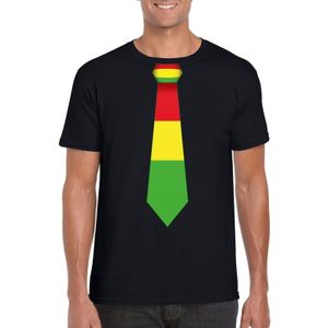 Zwart t-shirt met Limburgse kleuren stropdas heren - Carnaval shirts