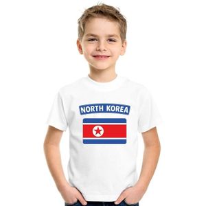 Noord Korea t-shirt met Noord Koreaanse vlag wit kinderen