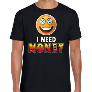 Funny emoticon t-shirt I need money zwart voor heren - Fun / cadeau shirt