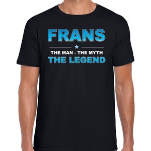 Naam cadeau Frans - The man, The myth the legend t-shirt  zwart voor heren - Cadeau shirt voor o.a verjaardag/ vaderdag/ pensioen/ geslaagd/ bedankt