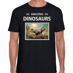 Dieren foto t-shirt T-rex dino - zwart - heren - amazing dinosaurs - cadeau shirt Tyrannosaurus Rex dinosaurus  liefhebber