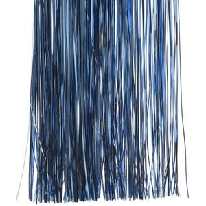 2x Blauwe kerstversiering folie slierten 50 cm - Tinsel kerstboom slinger 50 x 40 cm 2 stuks