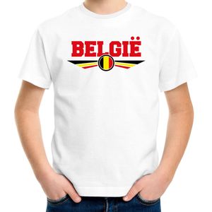 Belgie landen t-shirt met Belgische vlag - wit - kids - landen shirt / kleding - EK / WK / Olympische spelen outfit