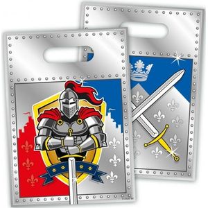 8x stuks plastic ridder uitdeelzakjes voor een verjaardagsfeestje  - Cadeauzakjes/Snoepzakjes