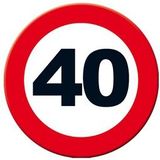 Decoratie verkeersbord 40 jaar - kartonnen 40 jaar versiering 49 cm