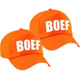 2x stuks verkleed Boef pet / baseball cap oranje voor dames en heren - verkleedhoofddeksel / carnaval