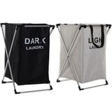 Wasmanden set - Light/Dark - 2x 60L compartiment - Aluminium frame - 39 x 38 x 60 cm