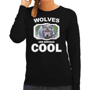 Dieren wolven sweater zwart dames - wolves are serious cool trui - cadeau sweater wolf/ wolven liefhebber