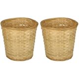 Pakket van 6x stuks ronde rieten/bamboe manden/mandjes 26 x 24 cm - Keuken artikelen opberg manden - Huis decoratie/accessoires