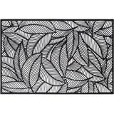 Set van 8x stuks placemats Jungle zwart - PVC - 45 x 30 cm - Opengewerkt bladeren motief