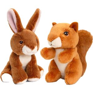 Keel Toys - Pluche knuffels konijn en eekhoorn vriendjes 12 cm