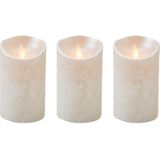 3x Zilveren LED Kaarsen / Stompkaarsen 12,5 cm - Luxe Kaarsen Op Batterijen met Bewegende Vlam