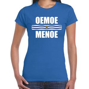 Oemoe menoe met vlag Zeeland t-shirt blauw dames - Zeeuws dialect cadeau shirt