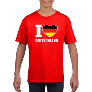Rood I love Deutschland supporter shirt kinderen - Duitsland shirt jongens en meisjes