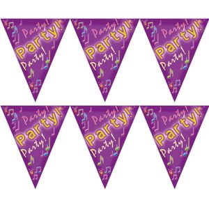 4x stuks party time verjaardag feest vlaggenlijn van 5 meter