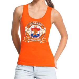 Holland drinking team tanktop / mouwloos shirt / tanktop / mouwloos shirt oranje dames - Koningsdag / supporters kleding