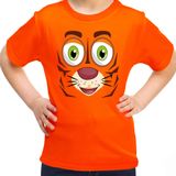 Bellatio Decorations dieren verkleed t-shirt kinderen - tijger gezicht - carnavalskleding - oranje