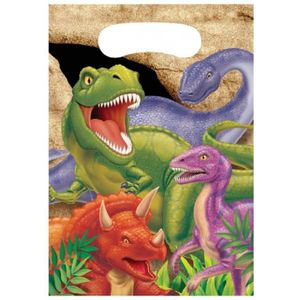 16x stuks Dinosaurus thema uitdeelzakjes/feestzakjes - Kinderfeestje/kinder verjaardag Dino