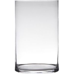 Transparante home-basics cilinder vorm vaas/vazen van glas 30 x 19 cm - Bloemen/takken/boeketten vaas voor binnen gebruik