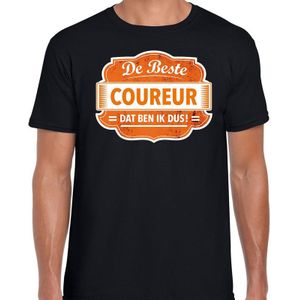 Cadeau t-shirt voor de beste coureur voor heren - zwart met oranje - coureurs - kado race shirt / kleding - vaderdag