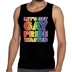 Lets get gay pride wasted tanktop/mouwloos shirt - zwart homo tanktop heren - LHBT
