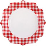 Santex boerenbont Oktoberfest thema wegwerpbordjes - 10x - 23 cm - gingham/vichy print