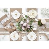 2x Bruiloft/huwelijk jute tafellopers 28 x 275 cm met wit kant - Huwelijk thema antiek/romantisch - Tafeldecoratie versieringen