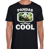 Dieren pandaberen t-shirt zwart heren - pandas are serious cool shirt - cadeau t-shirt panda/ pandaberen liefhebber