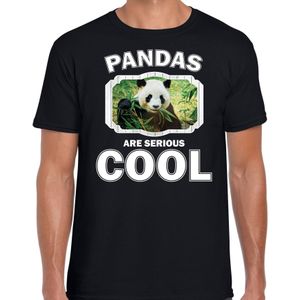 Dieren pandaberen t-shirt zwart heren - pandas are serious cool shirt - cadeau t-shirt panda/ pandaberen liefhebber