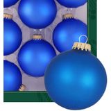 Krebs kerstballen - 16x stuks - velvet blauw - glas - 7 cm - mat