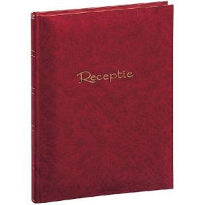 Rood receptiealbum gastenboek garen gebonden 205 x 260 mm - 48 paginas - Kunstleer - Bruiloft gastenboek