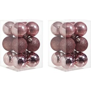 24x Roze kunststof kerstballen 6 cm - Mat/glans - Onbreekbare plastic kerstballen - Kerstboomversiering roze