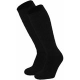 Apollo Thermo hoge sokken voor dames - zwart - maat 36-41 - extra dikke stof/huisokken - Thermokleding - Winter knie kousen
