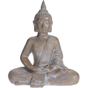 Boeddha beeld - voor binnen/buiten - goud-kleurig - 49 cm