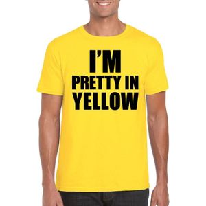 I am pretty in yellow tekst t-shirt geel heren - gele heren fun shirts